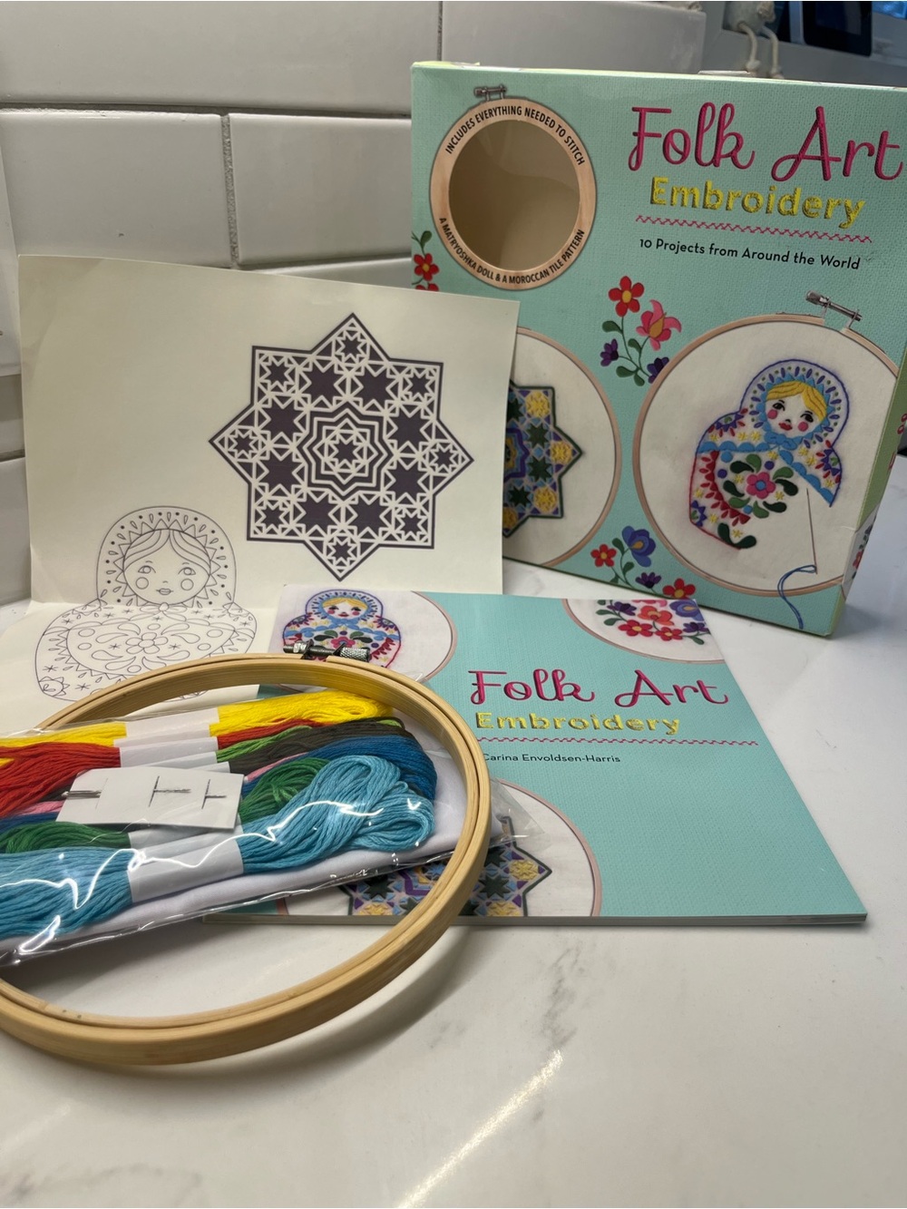 Folk Art Embroidery Kit and Book